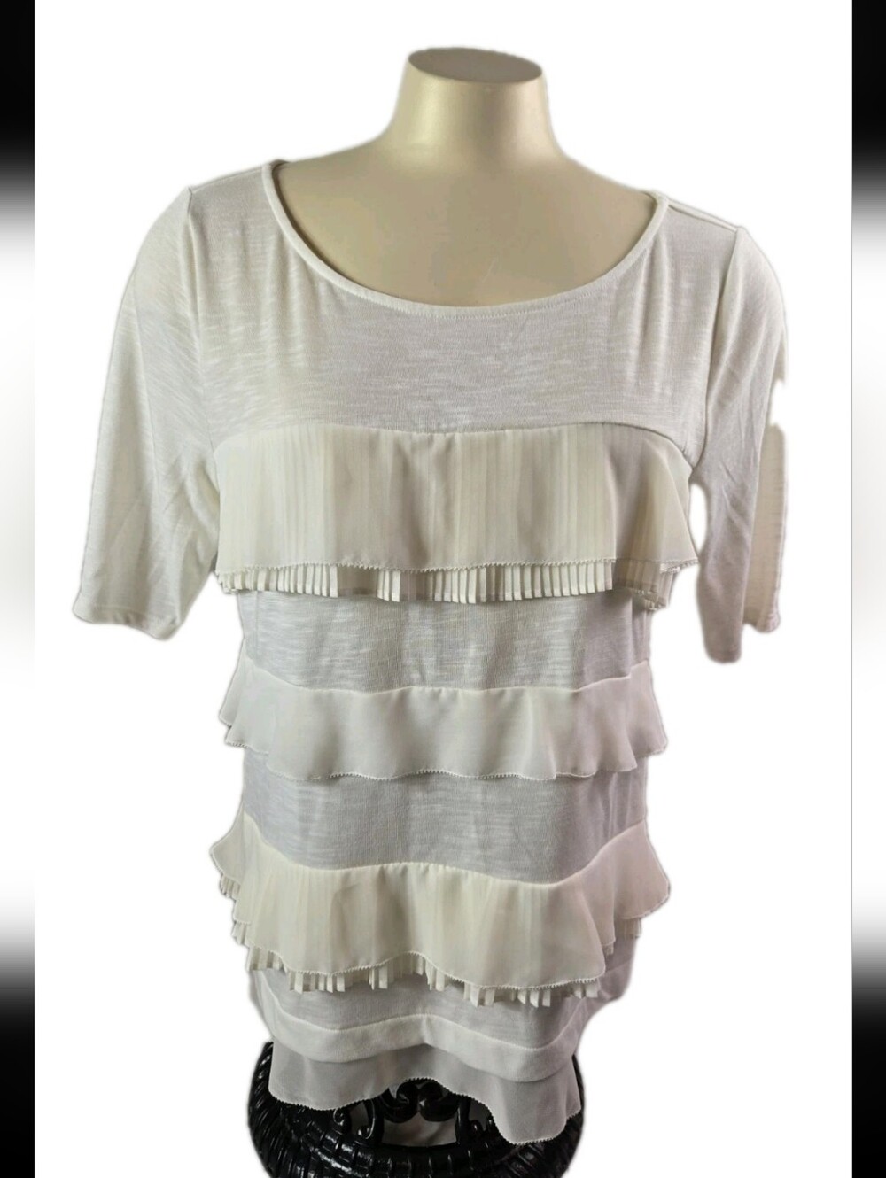 NEW Whitehouse BlackMarket Medium Boho Tiered Flounce Top Layered Fringe NWT